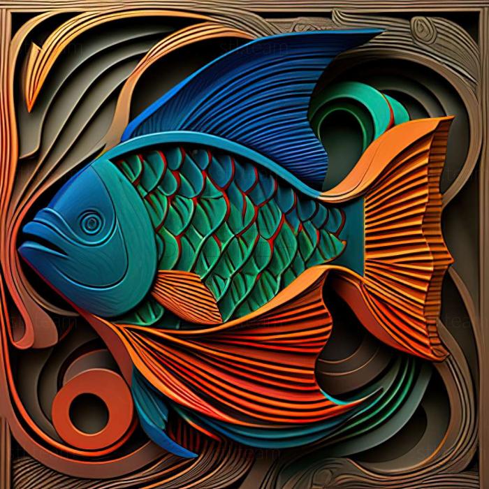 Animals South American multicolored fish