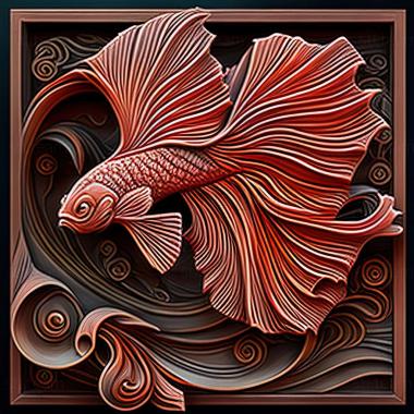 3D модель Вуалехвостая бойова риба (STL)