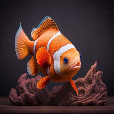 3D model Orange amphiprion fish (STL)