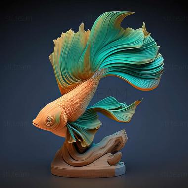 3D model Round  tailed fighting fish fish (STL)