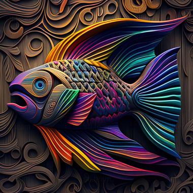 3D модель Южноамериканская разноцветная рыба (STL)