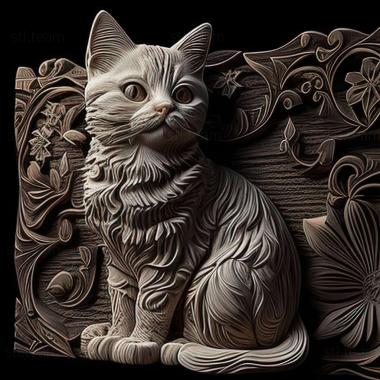 3D model Russian White Black and Tabby cat (STL)