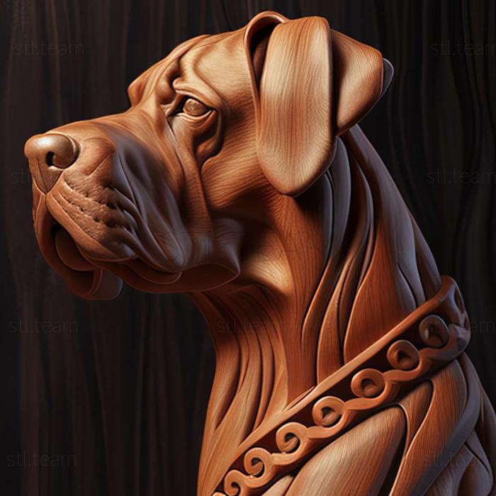 3D model Great Dane of Bordeaux dog (STL)