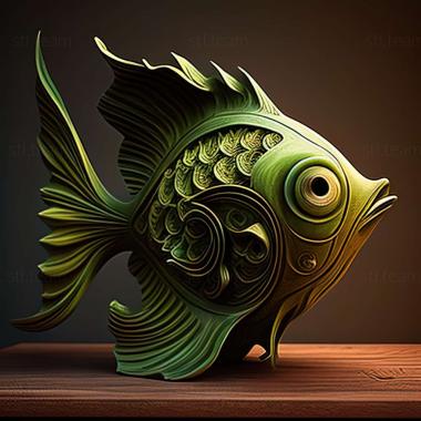 3D model Green puntius fish (STL)