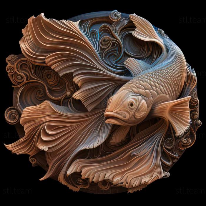 3D model Fighting fish Dragon fish (STL)