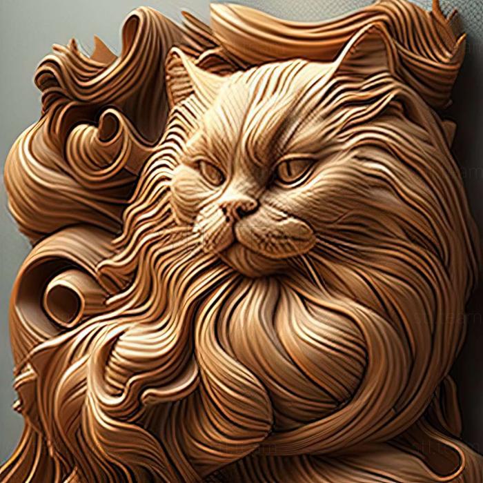 3D model Asian Semi longhair cat (STL)