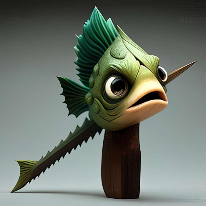 3D модель Зеленая рыба-мечник (STL)