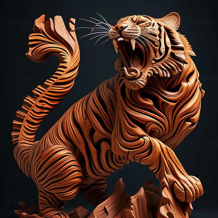 3D model Fierce tiger famous animal (STL)