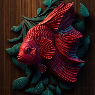 3D model Red parrot fish fish (STL)