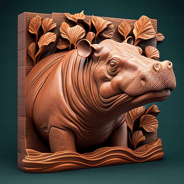 3D модель Allenton Hippopotamus известное животное (STL)