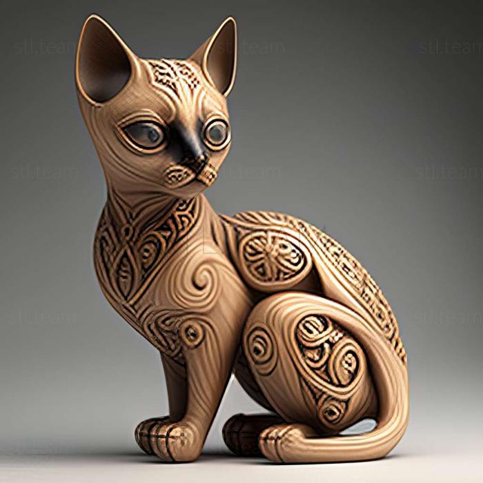 3D модель Традиційна сіамська кішка (STL)