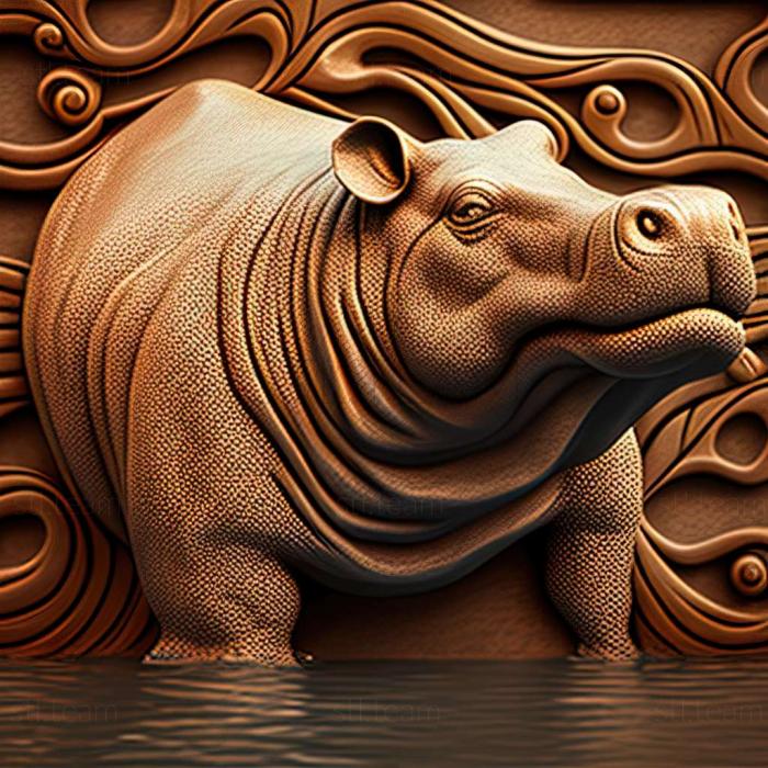 3D модель Allenton Hippopotamus известное животное (STL)