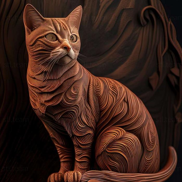3D model American Wirehair cat (STL)