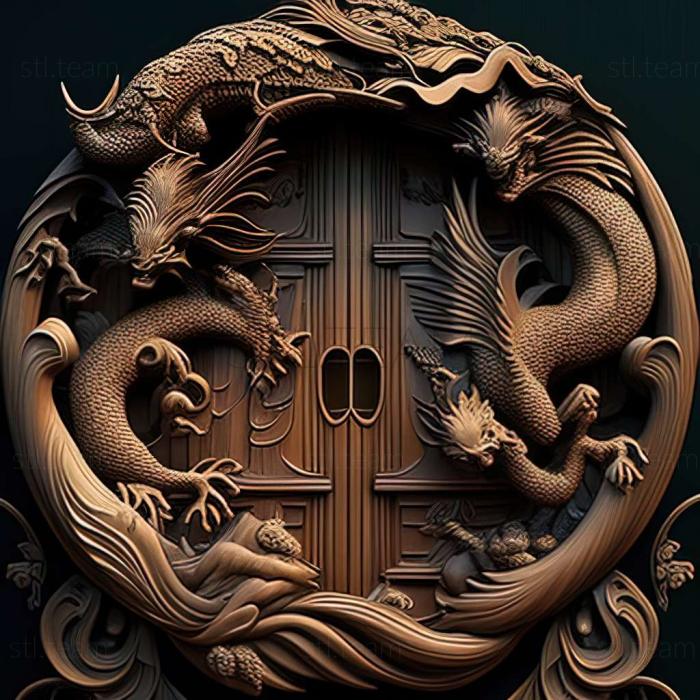 3D model door with CHINA DRAGONS (STL)