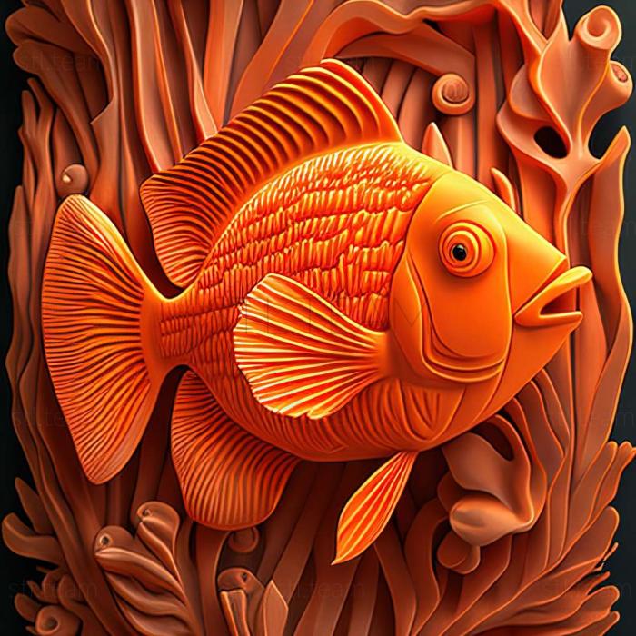 Orange amphiprion fish