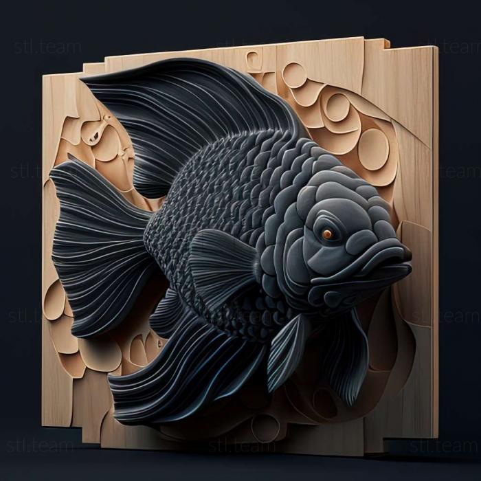 3D model Dark grey oranda fish (STL)