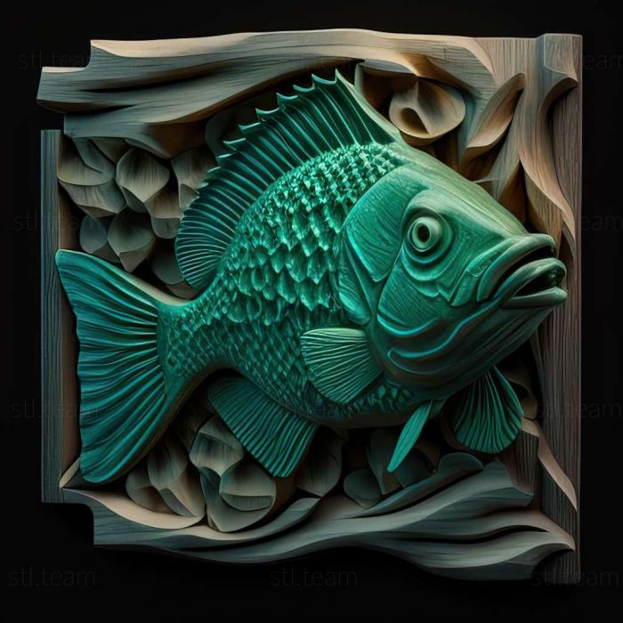 3D model Green puntius fish (STL)