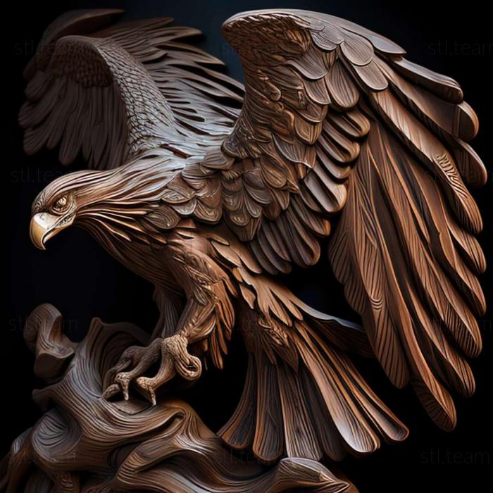 Animals eagle with wings ooks out of