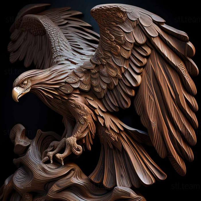 3D model eagle with wings ooks out of (STL)