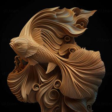 3D model Two   tailed fighting fish fish (STL)