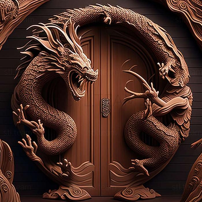 3D model door with CHINA DRAGONS (STL)