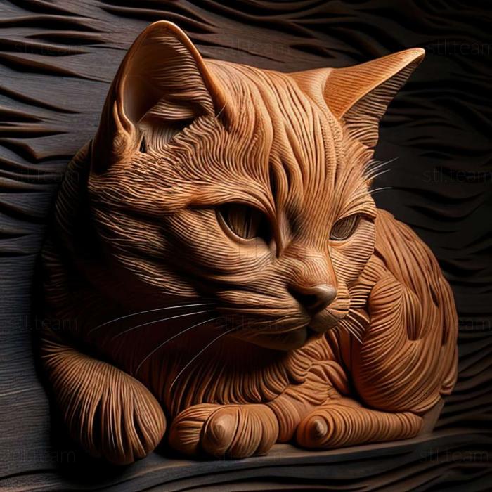 3D model American Wirehair cat (STL)