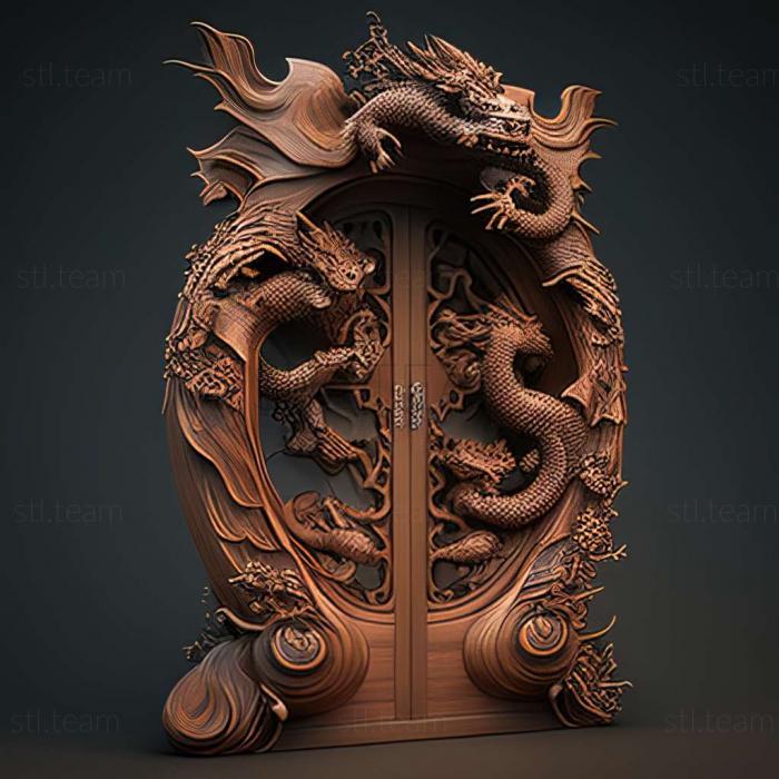 3D model door with CHINA DRAGONS (STL)