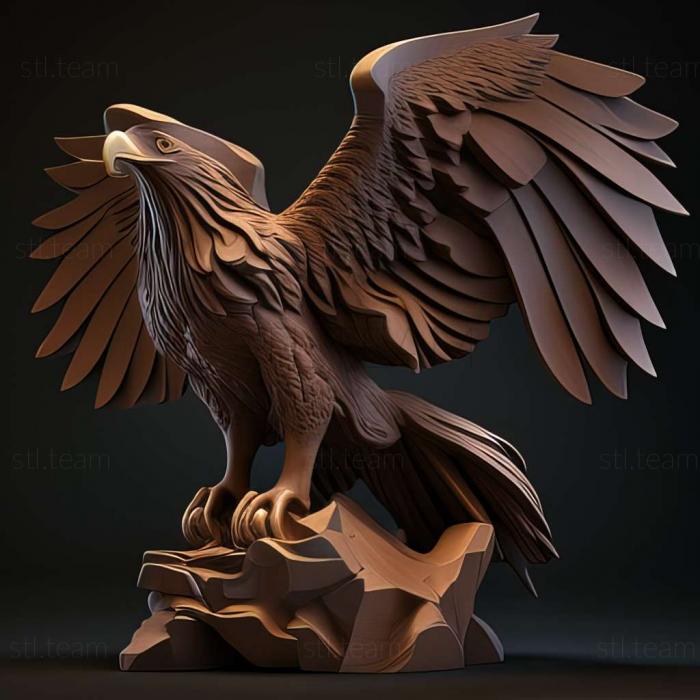 3D model eagle with wings ooks out of (STL)