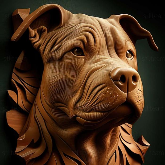 3D model American Pit Bull Terrier dog (STL)