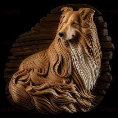 3D model Long  haired Collie dog (STL)