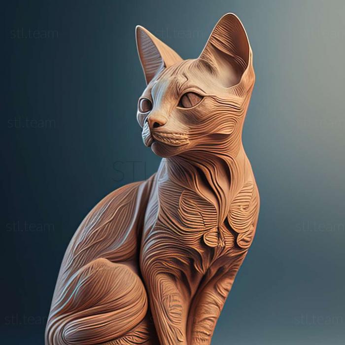 3D модель Короткошерстий кіт Колорпойнт (STL)