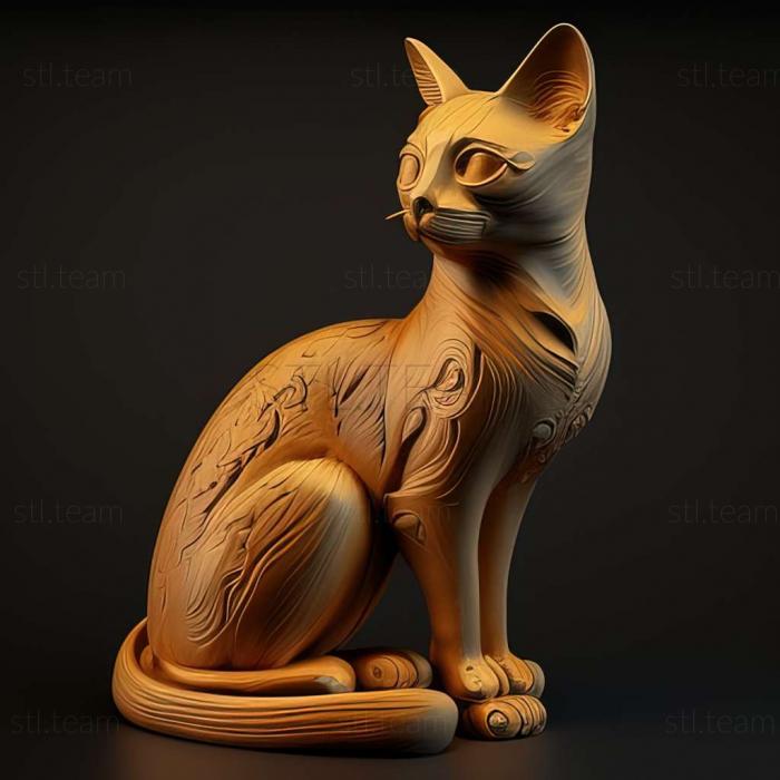 3D модель Східний двоколірний кіт (STL)