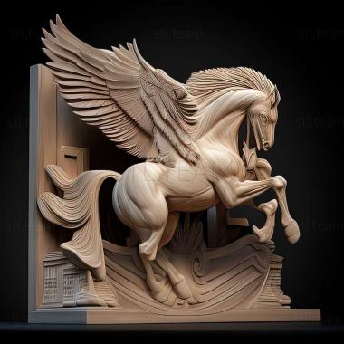 3D model pegasus on stand barocue style (STL)