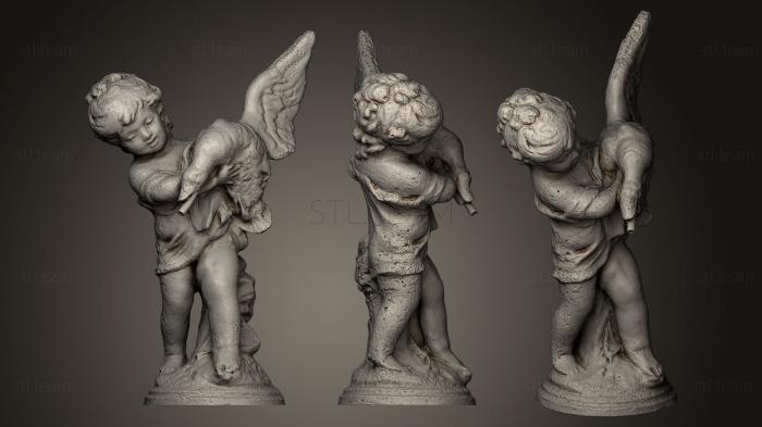 3d модели ангелы Мальчик из особняка Келлога со статуей утки