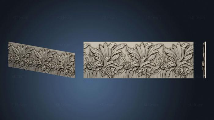 3D model Cornice with flowers and bow 2 (STL)