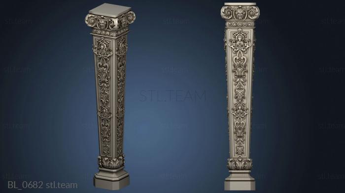 3D model Square cross-section balustrade with classic carvings (STL)