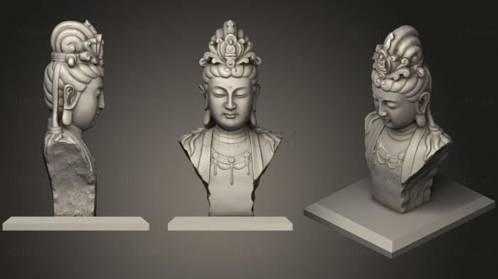 Бюсты и головы античные и исторические Фотоскан скульптуры Будды, вырезанной из дерева