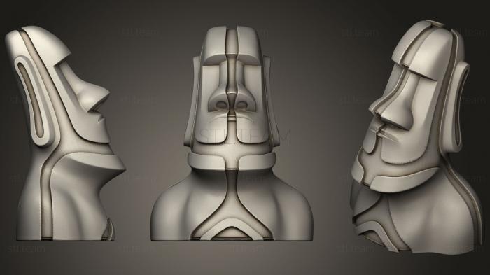 3D модель Остров Пасхи Моаи Двойной Экструзионный стиль (STL)