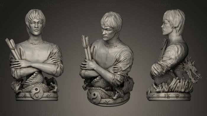 3D модель Брюс Ли с нунчаками (STL)