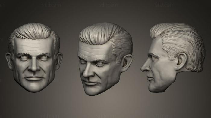 3D модель Голова фигурки Шона Коннери в молодости эпохи Бонда (STL)