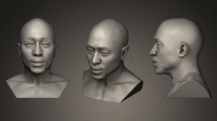 3D модель Голова скульптуры Тупака Шакура (STL)
