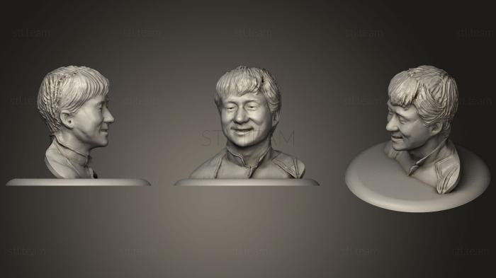 3D модель Бюст Джеки Чана с основанием (STL)