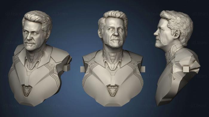 3D модель Бюст Тони Старка (С Доспехами Железного Человека из Мстителей Эндшпиль) (STL)