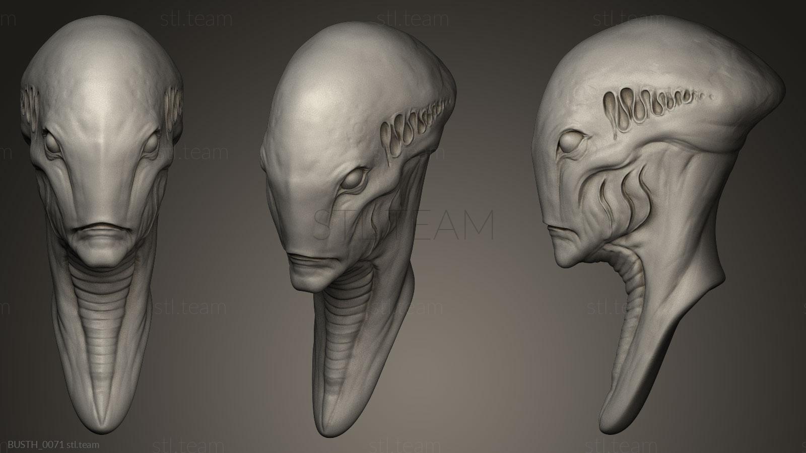 Голова существа длинная голова, Бюсты монстры и герои 3D модель для ЧПУ:  STL / MAX (obj)