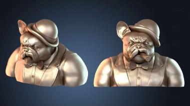 3D модель Джентльмен, французский бульдог, котелок и сигара (STL)