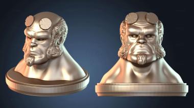 3D модель Бюст Джеффри Хеллбоя с двойной экструзией, волосы, глаза (STL)