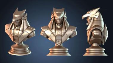 3D модель Мумии Живые Джа Кал Бюст и Нефертина Назад Орел (STL)