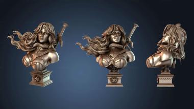 3D модель Выставленный портрет бюста Чудо-женщины в стиле Красного Сына (STL)