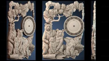 3D model Bear family wall clock (STL)