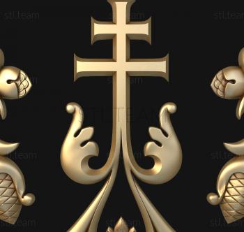 3D model 3d model of church decor, cross and floral pattern (STL)